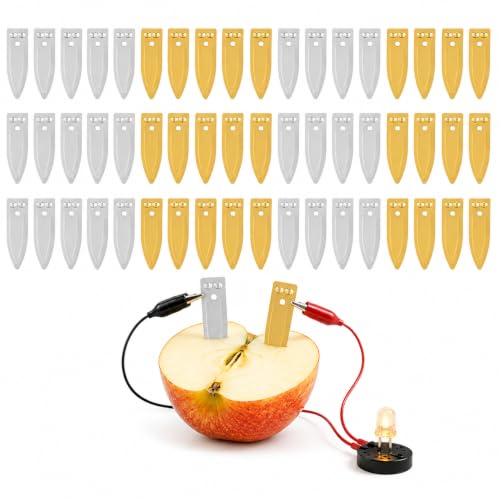 Alipis Copper and Zinc Electrode Strips 45 Pack Fruit Battery Experiment Supplies for DIY Primary Battery Projects Classroom Learning 1.77 X 0.51 X 0.15 in