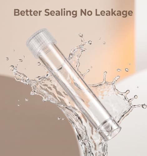 20Pcs 10ml Plastic Vials with Caps, PP Test Tubes with Caps for Lab