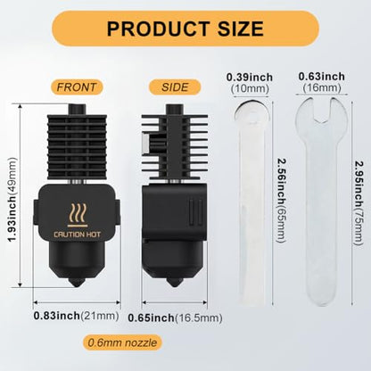 for Bamboo Lab A1/A1 Mini 0.6mm Hotend,3D Printer Accessories Heating Block Replacement High Temp&Fast Speed Hardened Steel Nozzle,Assembled Extruder Hot End Kit with Silicone Sock