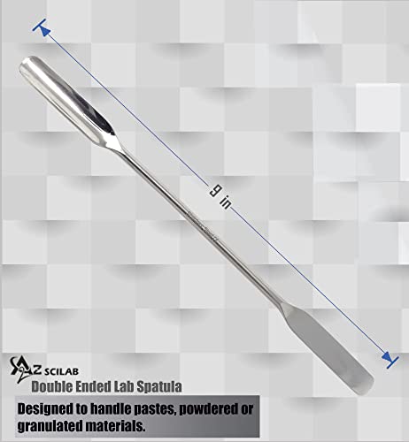 Stainless Steel Double Ended Micro Lab Scoop Spoon Half Rounded & Flat End Spatula Sampler (9 INCH) - size: 9 INCH