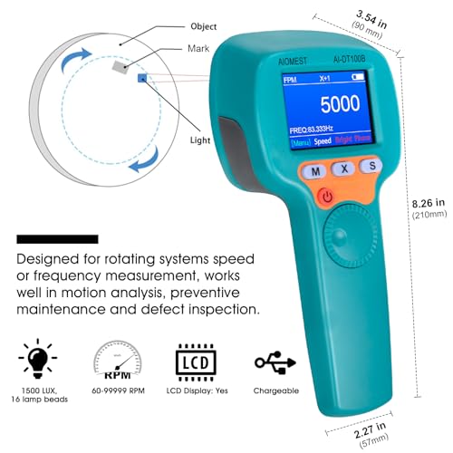 LED Stroboscope 99,999 RPM/Hz, Strobe Light Tachometer w/Data Logging - color: green