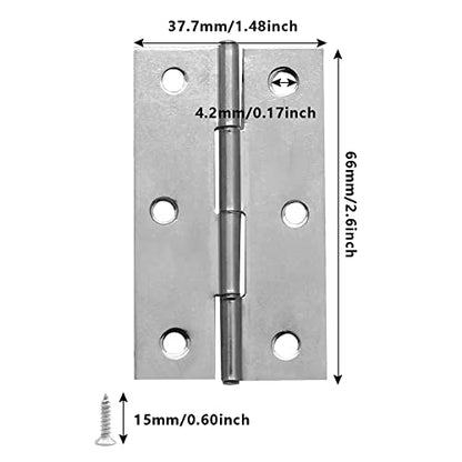 Piutouyar 6Pack 2.5 Inch Butt Hinge 304 Stainless Steel Mini Hinges - size: 2.5 Inch
