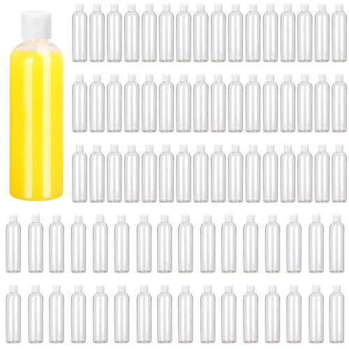 80 Pack 4 oz Plastic Bottles with White Top Caps, Clear Empty Bottles, Cosmetic Containers for Lotion and Shampoo, Travel-Friendly Bottles, BPA-Free for Liquids and Personal Care - size: 80 Pack 4 oz
