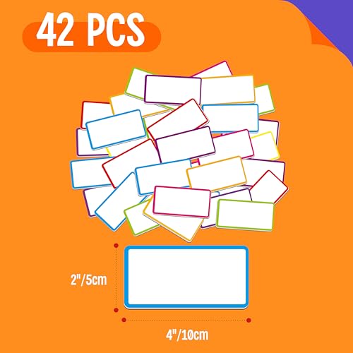 Magnetic Name Tag Labels, 42 PCS Dry Erase Reusable Neon Name Stickers Frame in 7 Colors for Whiteboards Locker Fridge School Office Home (Each Measures 2" x 4") - color: Colorful, size: 4" x 2"