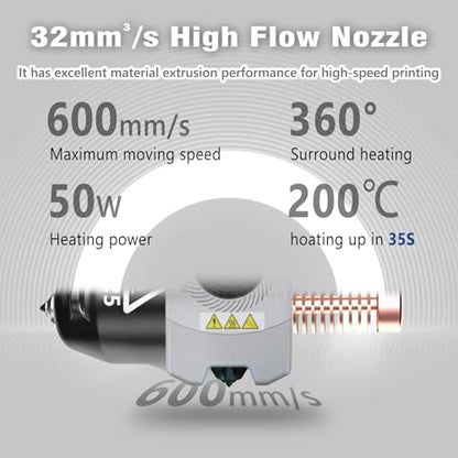 Original 3D Printer 0.4mm Nozzle for FLASHFORGE Adventurer 5M Hotend,3S Quick Detachable Nozzle,Up to 280℃ High Temperature High Flow 32mm³/s Nozzle,Adventurer 5M Pro Nozzle - style: 0.4mm