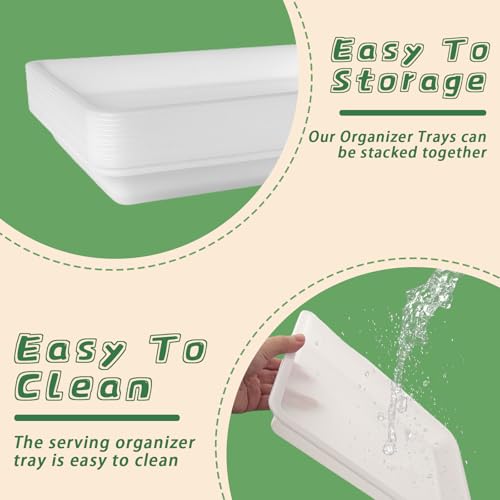 12 Pack Plastic Art Trays,Activity Tray Organizer Serving Tray,Serving Organizer Tray for Kids,School,Home,Painting,Beads,DIY Projects(White) - color: White