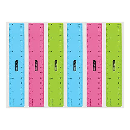 BAZIC Products 6 in Clear Plastic Ruler, Inch & Metric, 3 Pack, 2-Pack - size: 2-Pack