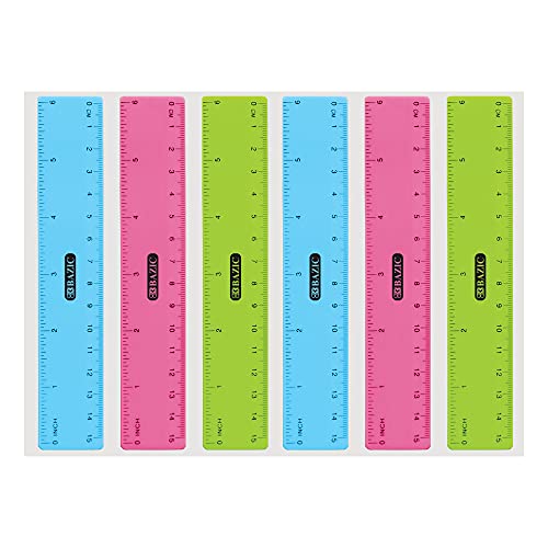 BAZIC Products 6 in Clear Plastic Ruler, Inch & Metric, 3 Pack, 2-Pack - size: 2-Pack