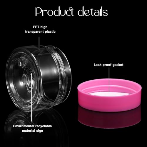 SATINIOR 24 Pieces Clear Plastic Jars with Lids, Pink Lid, 4 oz - color: Pink Lid, size: 4 oz