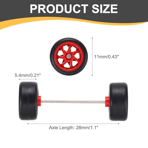 MECCANIXITY 4Set 1/64 Wheels and Tires Set Real Riders RC 7-Spoke Red Black