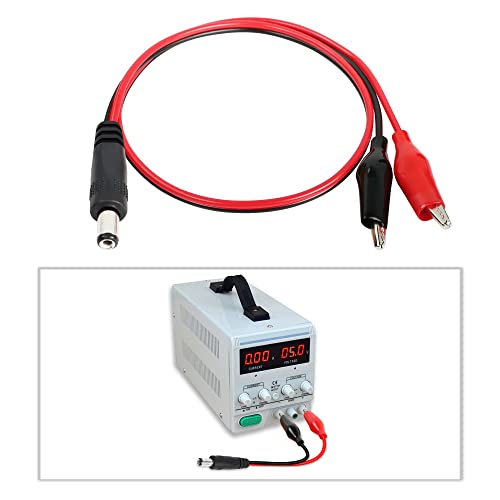 Alligator Clip Jumper Probe to DC 5.5x2.1mm Male and Female Test Wre 18AWG Adapter Red and Black Wire Alligator Clip Test Wire 50 cm for Testing The Circuit (DC Male +DC Female)