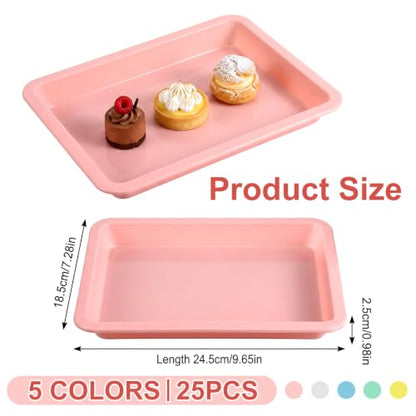 25 Pcs Plastic Art Trays (9.65 × 7.28 × 0.98 in, 5 Colors