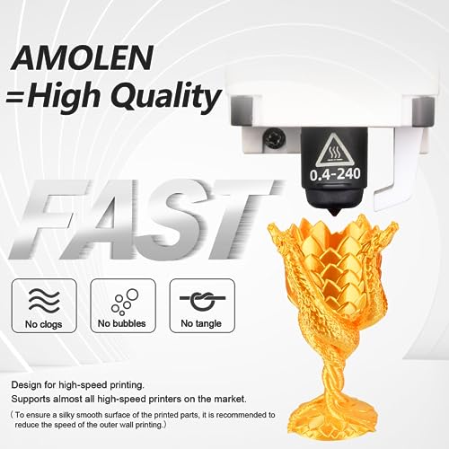 AMOLEN PLA 3D Printer Filament PLA Filament 1.75mm Silk Filament Bundle,Gold, Silver,Bronze, Red Copper,3D Printing Filament Bundle, 200gX 4 Spools - color: Gold/Silver/Bronze/Red Copper