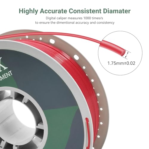 PETG 3D Printer Filament 1.75mm, +/-0.02mm Tolerance, 1kg Spool(2.2lbs), for Most 3D Printers,Red - color: Red, size: PETG