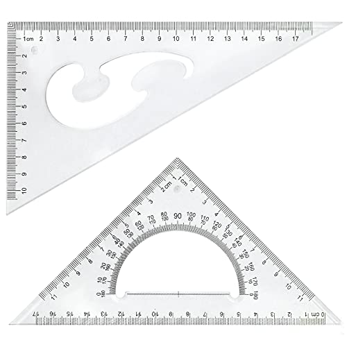BronaGrand Triangle Ruler Square Set, 30/60 and 45/90 Degrees, Set of 2 - size: 11.5/17cm