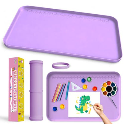 Silicone Art Mat for Crafts with Raised Sides to Stay Tidy, 24" x 16" - color: Puple, size: 24" x 16"