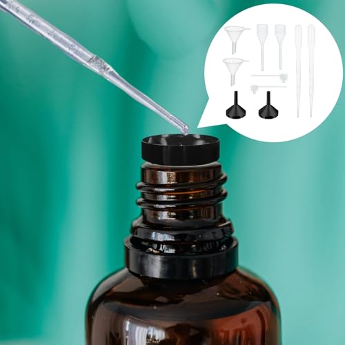10Pcs Mini Funnels Sets, Plastic Small Aluminium Funnels with Mini Plastic Dropper Pipette Dispenser for Filling Tiny Bottles, Crafts, Sand, Essential Oils, Cosmetics (Black) - color: Black