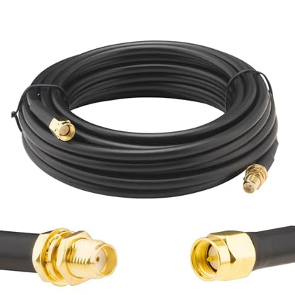 SMA Coaxial Cable Upgraded 16.4Ft SMA Male to SMA Female Coax Cable LMR200 Equivalent SMA WiFi Extension Low Loss for WiFi Router, 3G 4G 5G LTE Antenna, Better Than RG58 - size: 16.4ft