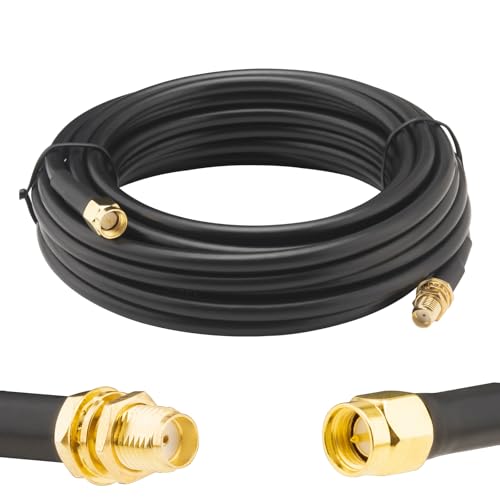SMA Coaxial Cable Upgraded 16.4Ft SMA Male to SMA Female Coax Cable LMR200 Equivalent SMA WiFi Extension Low Loss for WiFi Router, 3G 4G 5G LTE Antenna, Better Than RG58 - size: 16.4ft