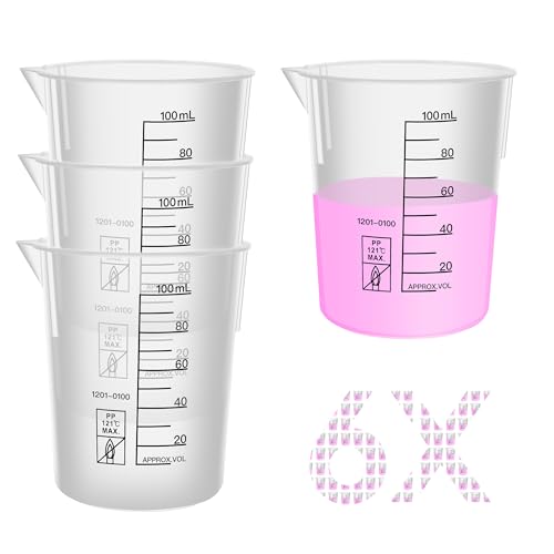6PCS 100ml Autoclavable Stackable Plastic Beakers, LVB012 - style: 6pcs of 100ml