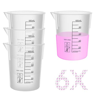 6PCS 100ml Autoclavable Stackable Plastic Beakers, LVB012 - style: 6pcs of 100ml