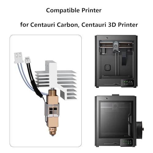 Ceramic Hotend for Elegoo Centauri Carbon, Brass Hardened Steel Nozzle 24V 60W Ceramic Heater Print Head Hot End with Extra 2PCS Nozzle for Centauri Carbon/Centauri 3D Printers - style: Brass 0.4MM Hotend