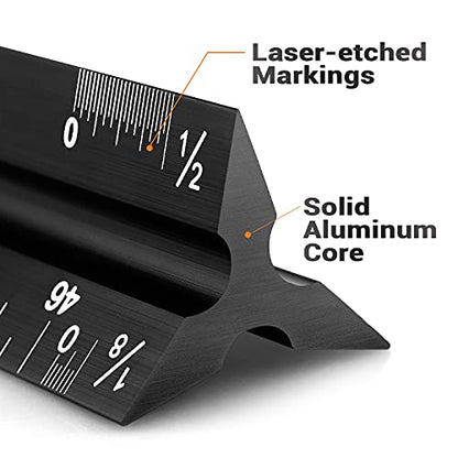 12" Architectural Scale Ruler Aluminum Architect Scale Ruler, Black - color: Black