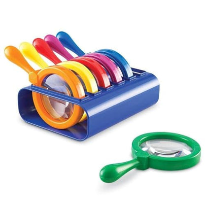 Learning Resources Primary Science Jumbo Magnifiers with Stand - 6 Pieces, Ages 3+, Science Classroom Accessories, Teacher Supplies, Observation Toys for Kids, Back to School Supplies