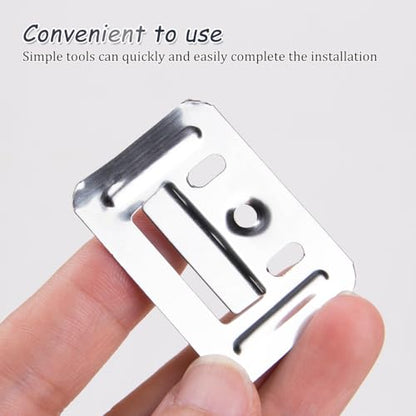 KOOBOOK 100Pcs Stainless Steel Wall Panel Clamps for Rust-Resistant Integrated Wall Installations Exquisite Wall Buckle Furniture Clamp Z Clips for Effortless Panel Mounting