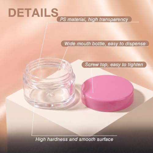 50 Count 5 Gram Sample Containers, Clear Lip Balm Jars - color: Pink