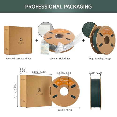 ERYONE Matte 3D Printer PLA Filament 1.75 +/- 0.03mm, Matte Filament PLA 1KG(2.2LBS) Spool, Black Forest Green - color: Matte Black Forest Green