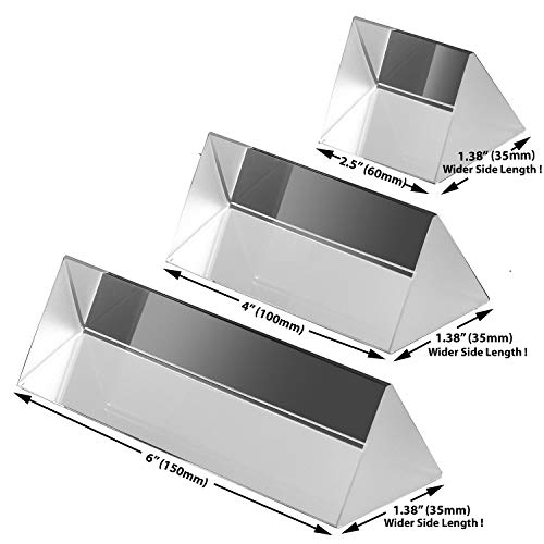 Amlong Crystal® 2.5 Inch, 4 inch, 6 inch Optical Glass Triangular Prism for Teaching Light Spectrum Physics and Photo Photography Prism, Set of 3 - size: 2.5 Inch, 4 Inch, 6 Inch