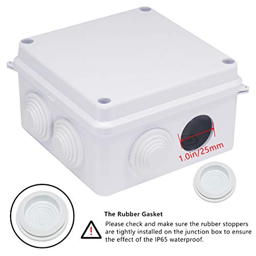 Junction Box, Zulkit ABS Plastic Dustproof Waterproof IP65 Universal Electrical Boxes Project Enclosure White 3.9 x 3.9 x 2.8 inch(100 x 100 x 70mm) - size: 3.9" x 3.9" x 2.8"