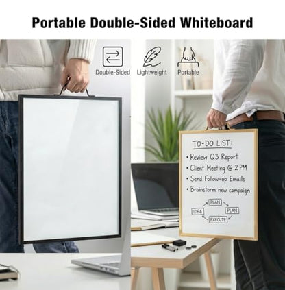 Magnetic Dry Erase Board 12x16 with Handle, Double Sided Portable Black Whiteboard for Home, Office, School & Kitchen - style: Black Handle