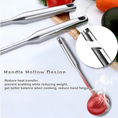 Stainless Steel Kitchen Utensils 13 PCS All Metal Set for Cooking - color: Natural-13