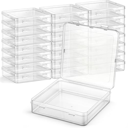 SATINIOR Small Clear Plastic Container Box, 5.9 x 5.9 x 1.5 in - size: 5.9 x 5.9 x 1.5 in