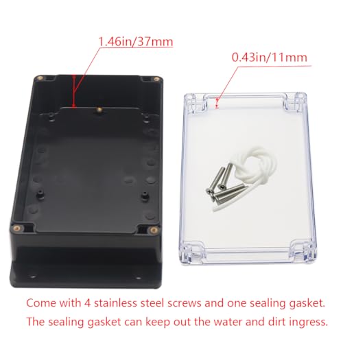 Junction Box IP65 Waterproof ABS Plastic Electrical Project Case Power Junction Boxes, Clear Cover Project Box with Fixed Ear 7.87x4.72x2.2 inch (200 x 120 x56 mm) - color: Clear, size: 7.87"x4.72"x2.2"