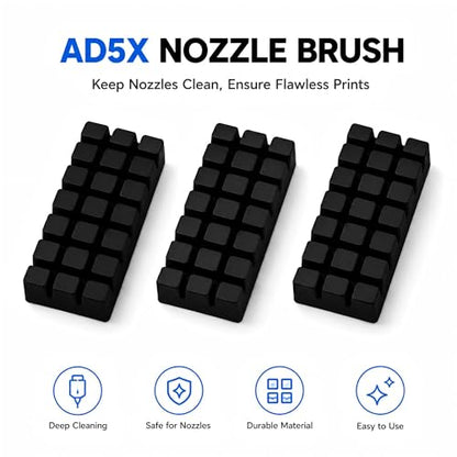 3PCS AD5X Nozzle Brushes 3D Printer Parts Accessories, Hotbed Mounted Silicone Wiper Extruder Filament - size: Noozle Brushes x 3