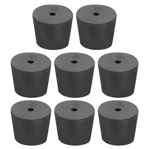 MECCANIXITY Rubber Tapered Plug 26mm to 32mm Solid Test Tubes Bungs Stopper with Hole Black for Lab Home 8 Pieces - size: 26mm-32mm