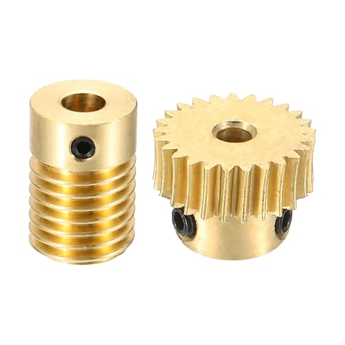 uxcell Worm Gear Set Right Rotation 25T 0.5 Module 1:25 Reduction Rate - size: Gear-3mm, Rod-5mm Bore, style: 0.5M-25T