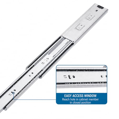 Rok Hardware 22" Heavy Duty Full Extension Ball Bearing Drawer Slides, 200 lb Capacity, Side Mount Drawer Runners with Quick Release, Self Closing Drawer Slides for Cabinets -HDS22-200 - size: 22 Inch