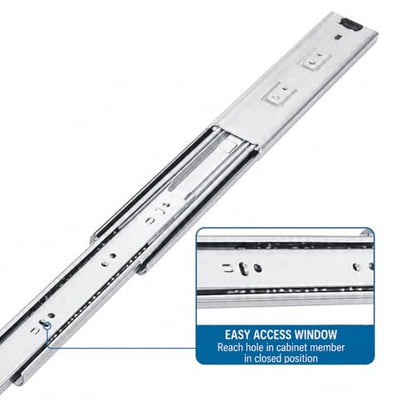 Rok Hardware 22" Heavy Duty Full Extension Ball Bearing Drawer Slides, 200 lb Capacity, Side Mount Drawer Runners with Quick Release, Self Closing Drawer Slides for Cabinets -HDS22-200 - size: 22 Inch