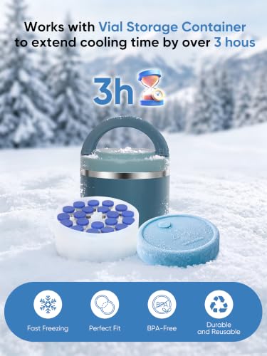 3ml Peptide Case for Fridge, 20slots Peptides Vial Jar with Ice Pack Blue - color: 20slots Blue Jar+ice Pack