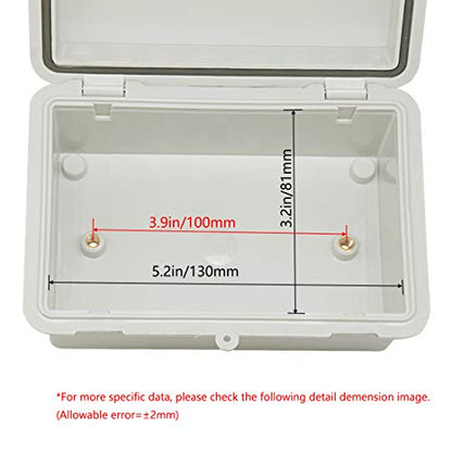 Zulkit 2pcs Junction Box ABS Plastic Dustproof Waterproof IP65 Electrical Boxes Hinged Shell Outdoor Universal Project Enclosure, 5.9 x 3.9 x 2.8 inch - size: 5.9" x 3.9" x 2.8"(2pcs)