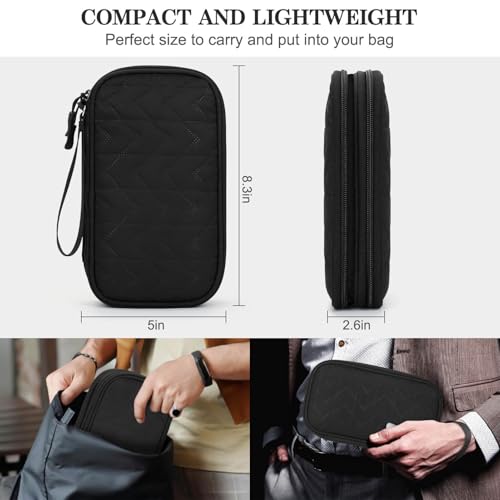 FYY Electronic Organizer, Travel Tech Pouch Bag, Medium, Black Quilted - color: Black Quilted, size: 8.3 x 5 x 2.6 inches