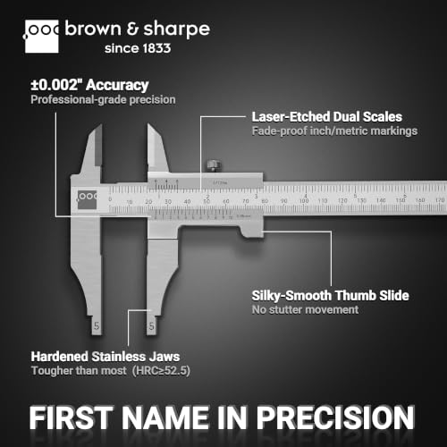 Brown & Sharpe 12 Inch Vernier Workshop Caliper, 1/128 Inch External Jaws