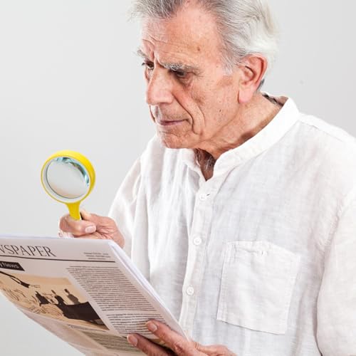 Coloch 12 Pack 10X Magnifying Glass, 50mm Handheld Reading Magnifier with Non-Slip Rubber Handle Glass Magnifying Lens for Kids, Seniors, Newspaper, Science and Nature Exploration, Age 3+