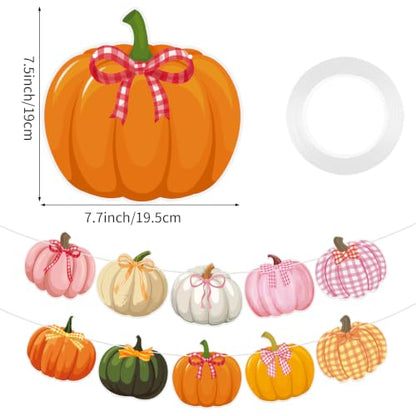 2 Pcs Bow Pumpkin Banner Pink Bows Fall Thanksgiving Pumpkin Party Decor - color: Bow Pumpkin