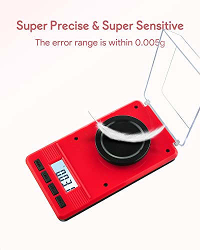 Milligram Scale 50g/0.001g, Digital Mg Scale, 50g Calibration Weight - color: Red