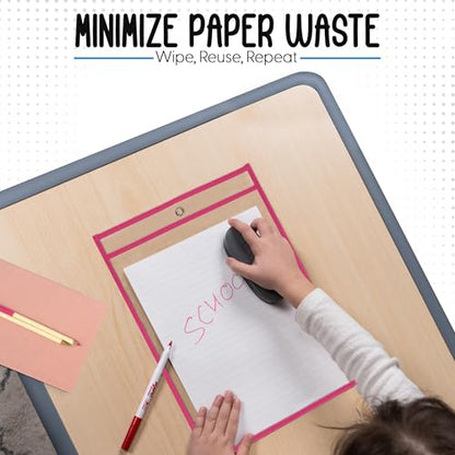 Essex Wares - 6 Pack, Magenta Dry Erase Pockets, 10" Wide x 13.5" Tall - color: Magenta